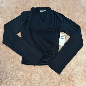 Zella long-sleeve faux wrap top